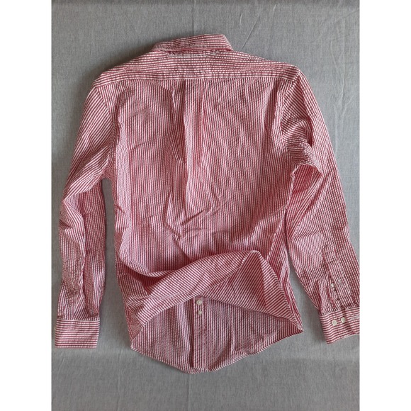 Brooks Brothers Regent Fit Red Stripe Wrinkle Seersucker Button Down Shirt Men S - Picture 8 of 9